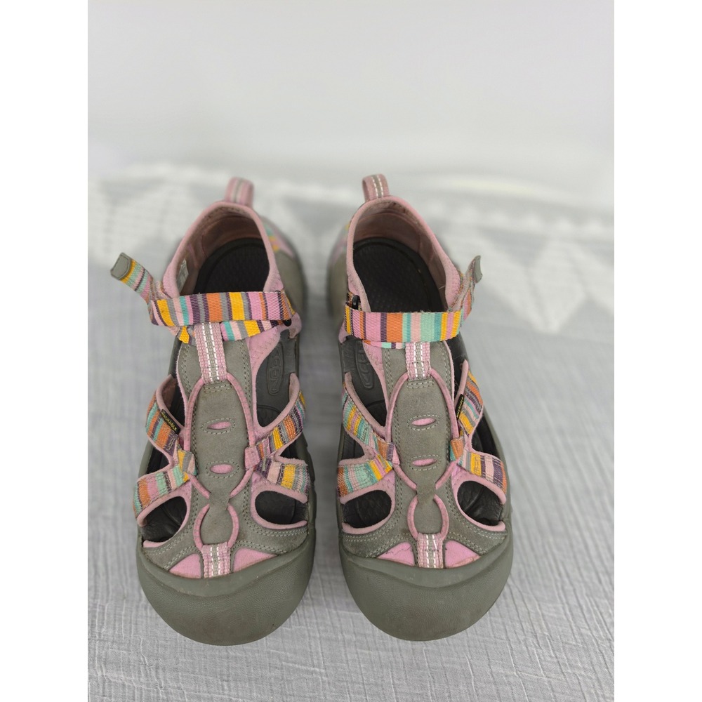 Keen Venice H2 Sandals Womens 6 Pink Olive Green Striped Hiking Water Shoes